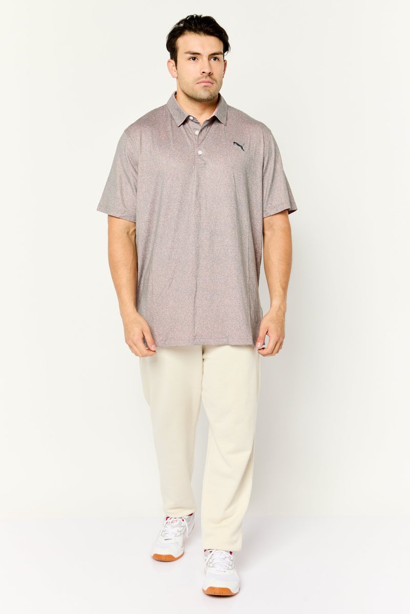 PUMA Men Sportswear Fit Short Sleeve Outdoor Polo Shirts, Pink/Grey - Image 2